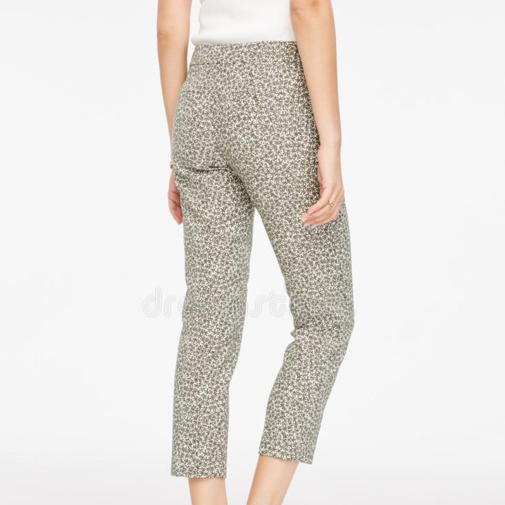 Ann Taylor Devine Fit Leaf Print Ankle Straight Pants 14